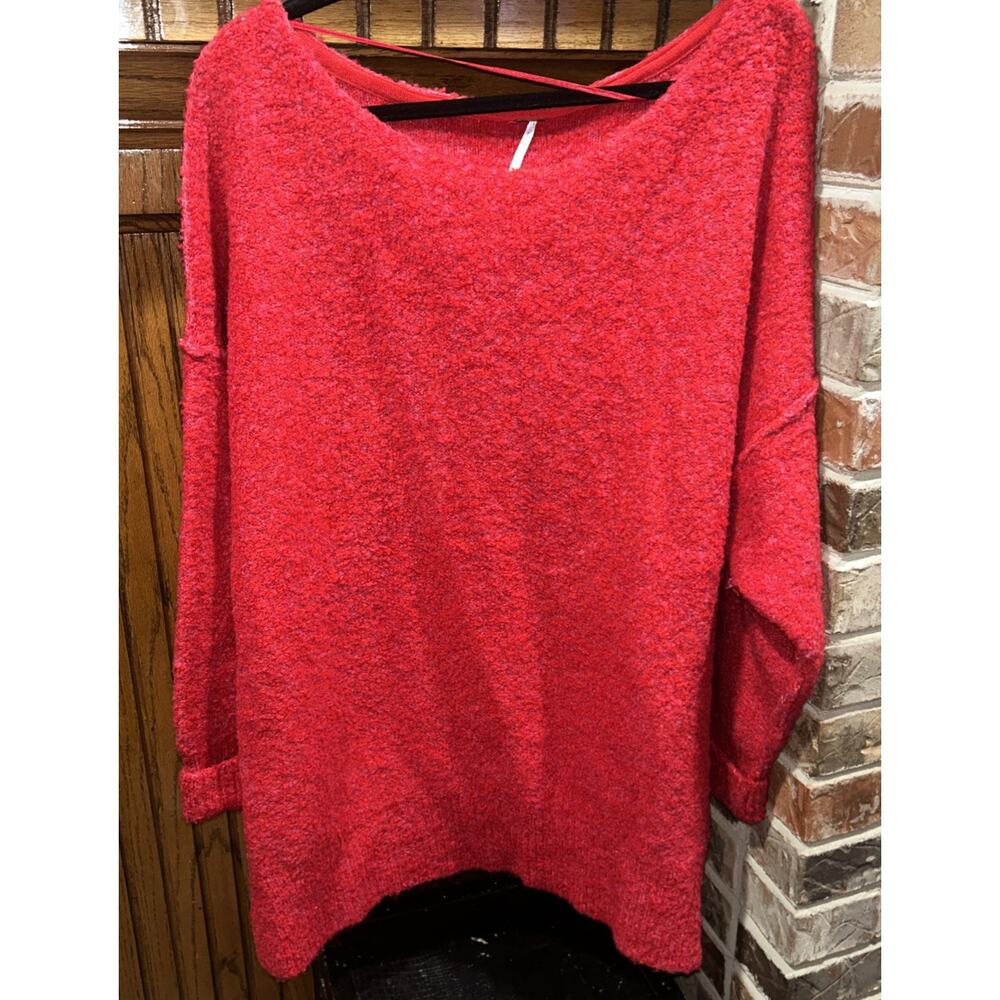 NWT Free People Moira Slouchy Tunic In Cherry Fizz Combo Large